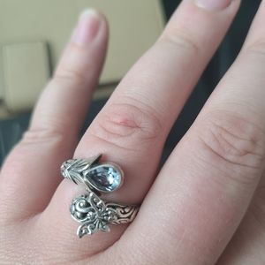 Silver 925 Annika Witt Blue Topaz ring size 8-9, adjustable